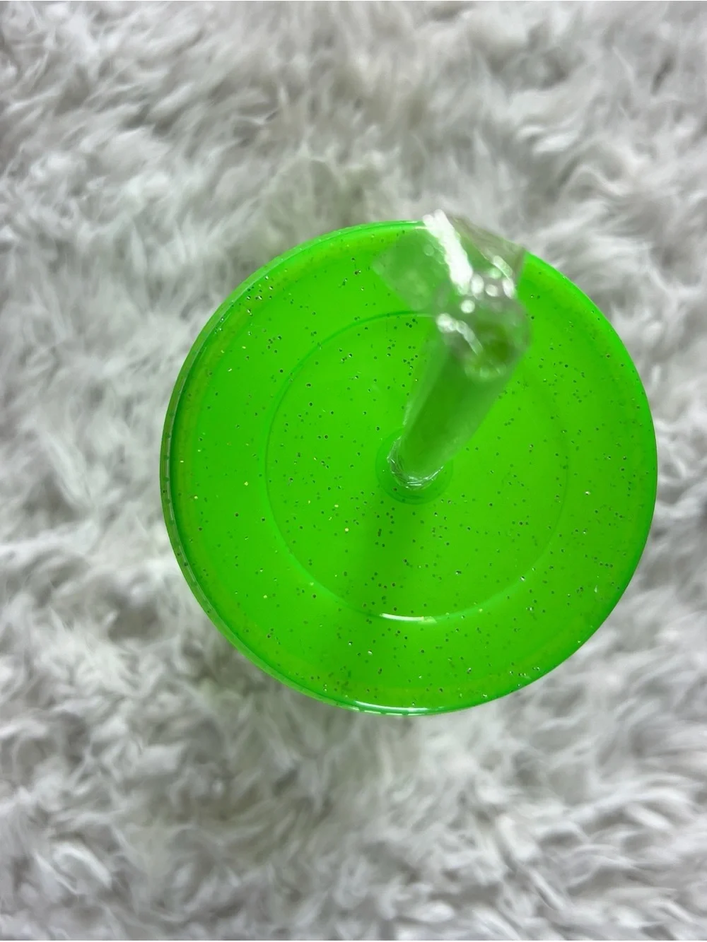 Glitter Neon Green Party Cup with Lid & Straw